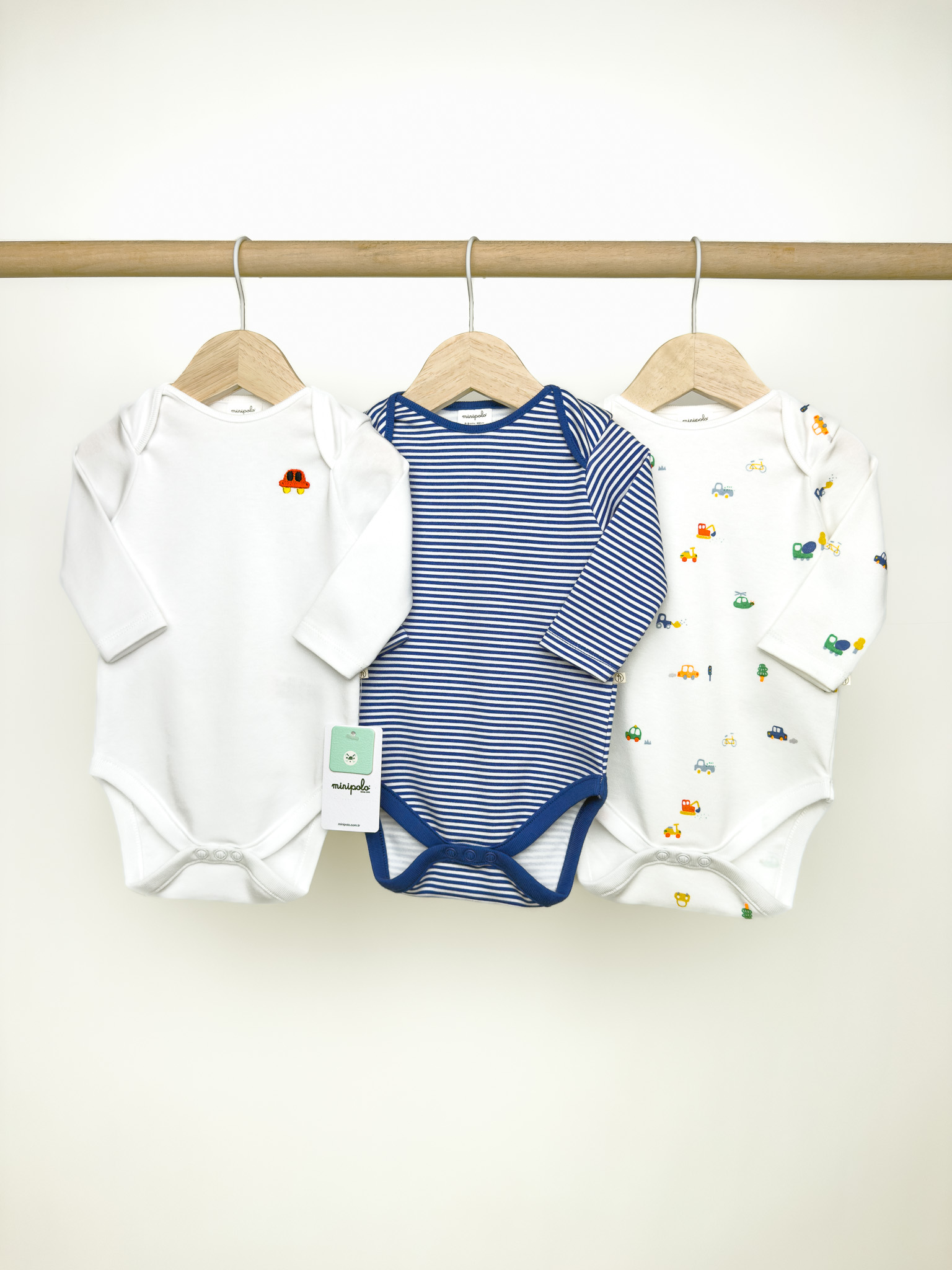 Uzun Kol Erkek Bebek Çıtçıtlı 3'lü Body Set