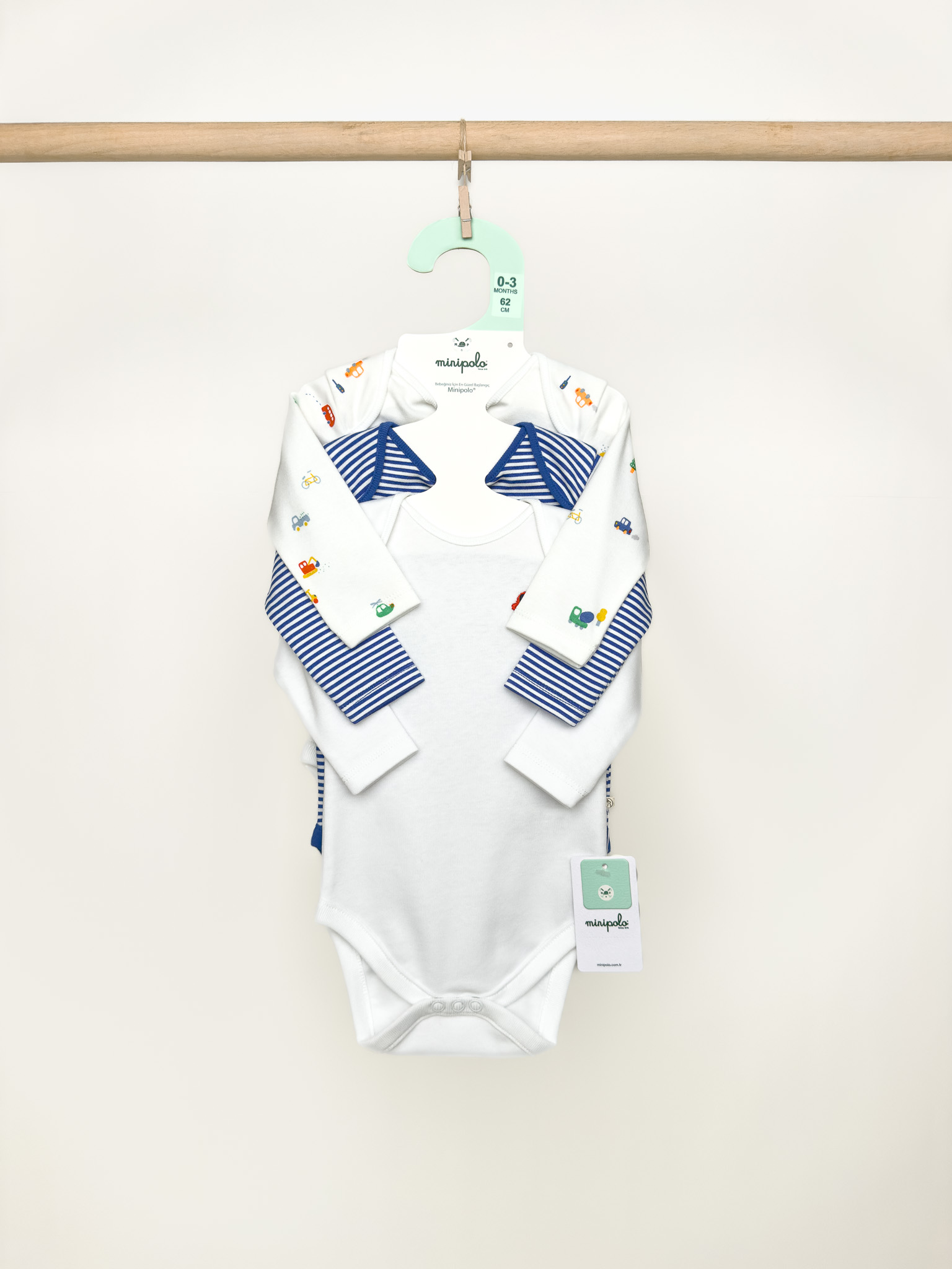 Uzun Kol Erkek Bebek Çıtçıtlı 3'lü Body Set