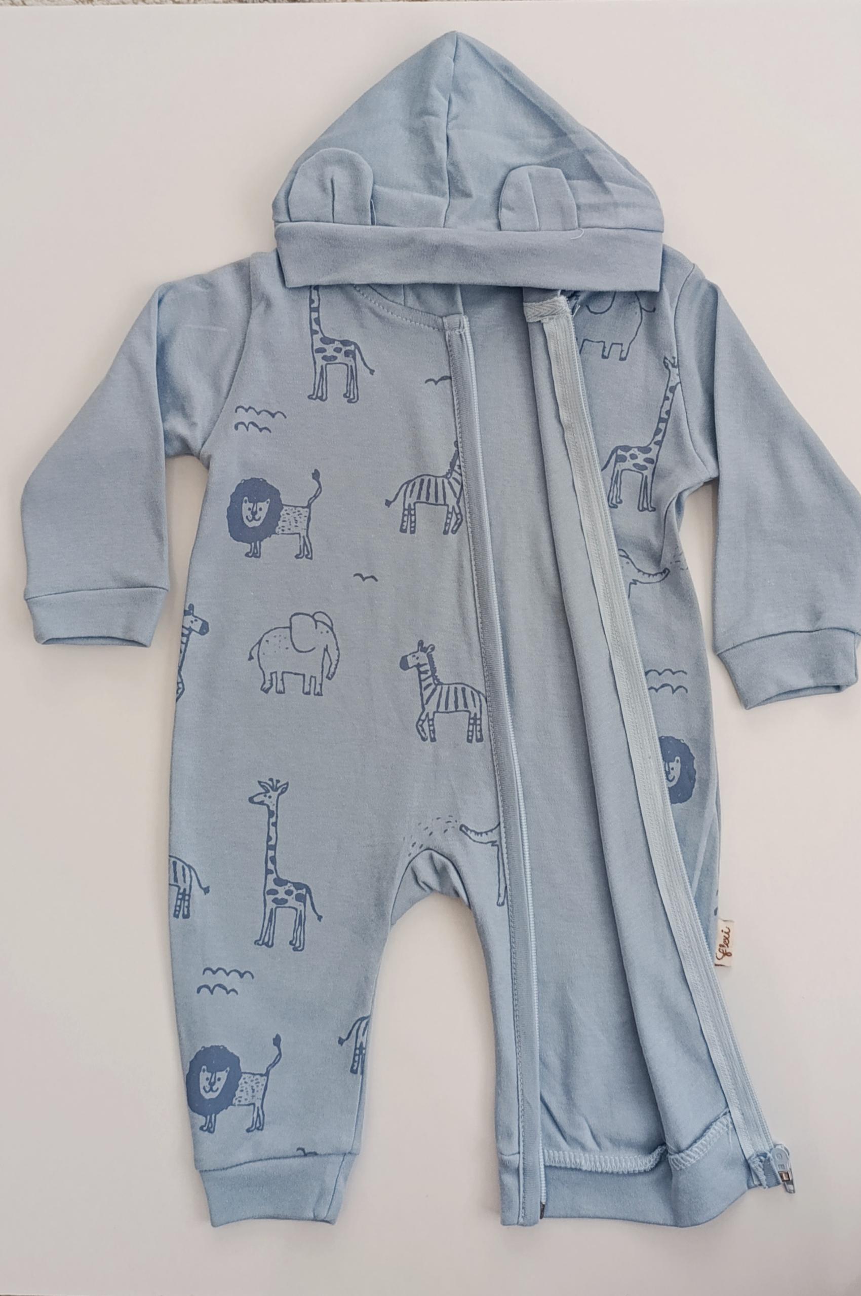 Erkek Bebek Mavi Penye Tulum