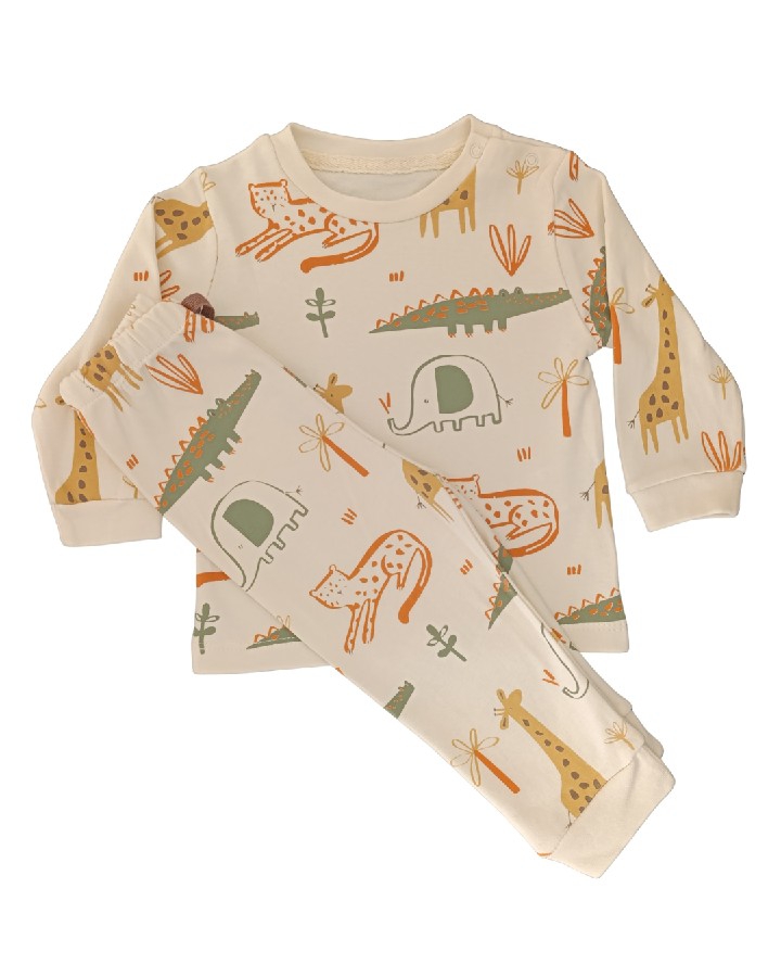 Erkek Bebek Ekru Renk Pijama Takımı