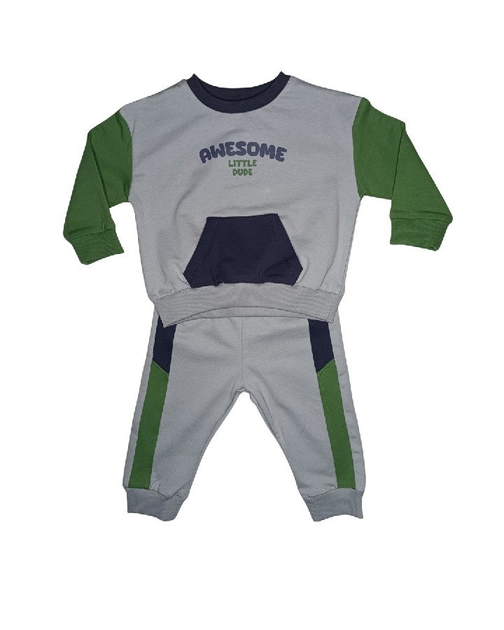 Gri Yeşil Erkek Bebek Eşofman Takım