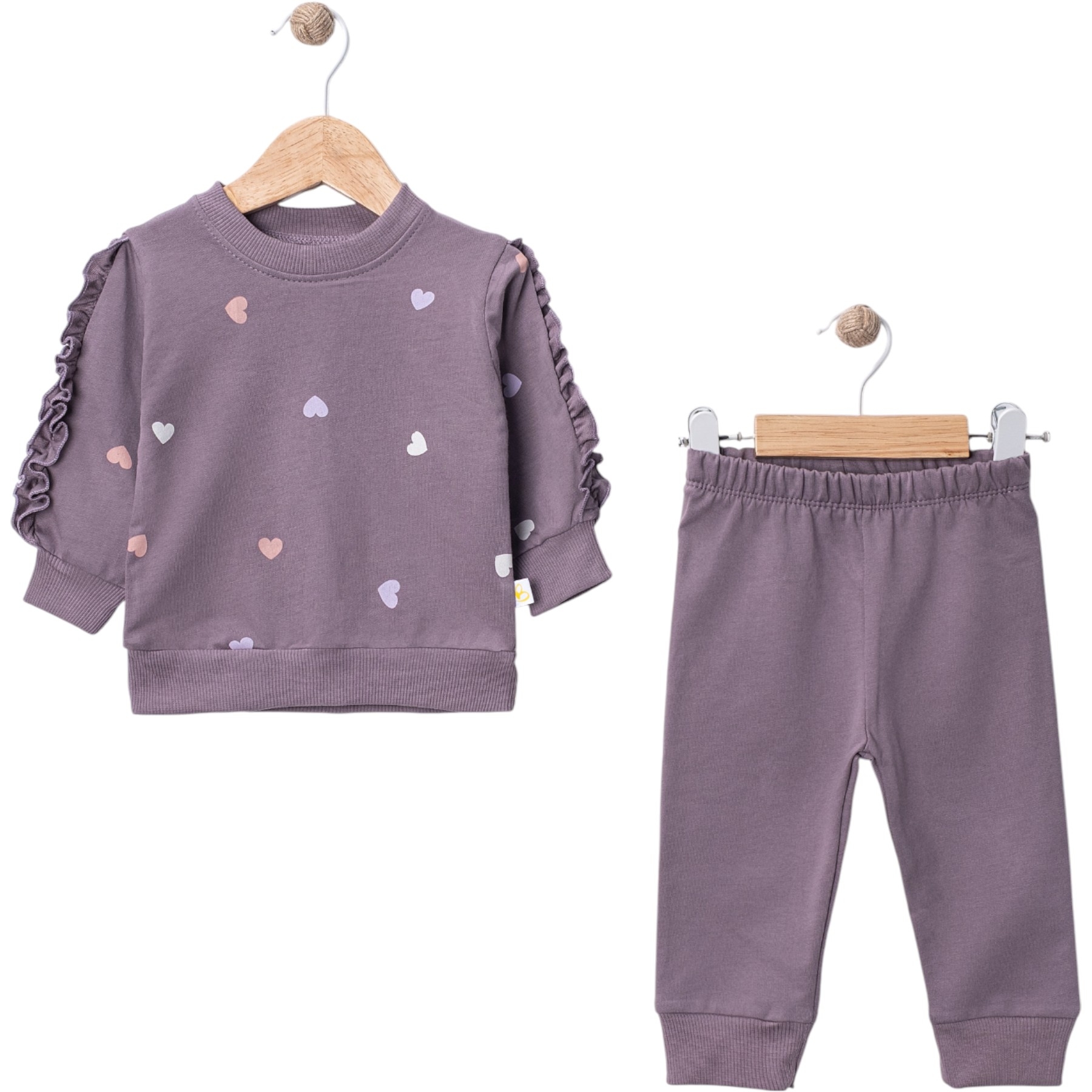 Kalpli Fırfır Detaylı Kız Bebek İkili Takım