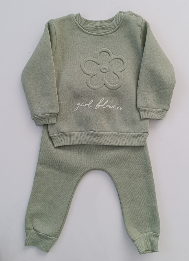 Kız Bebek Kabartma Çiçek Detaylı 2’li Takım