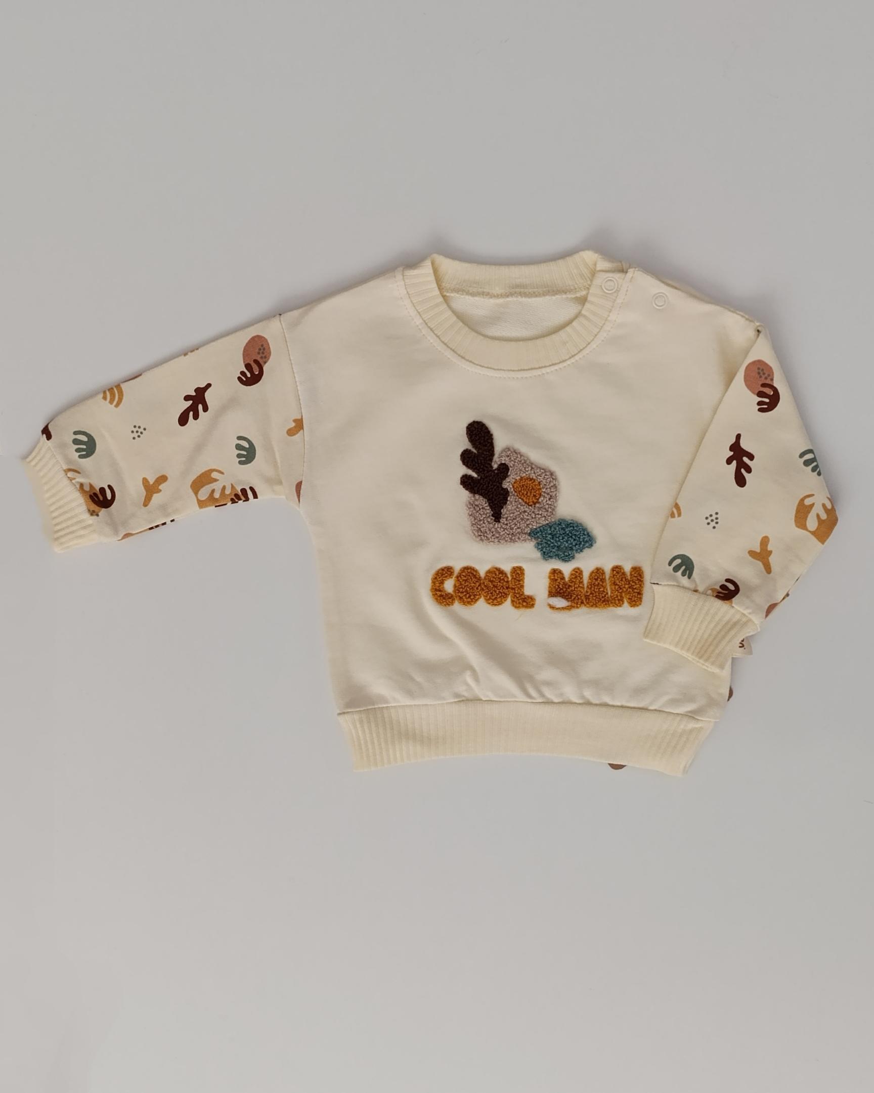 Erkek Bebek Alt Üst Takım %100 Pamuk – Baskılı Sweatshirt Pantolon