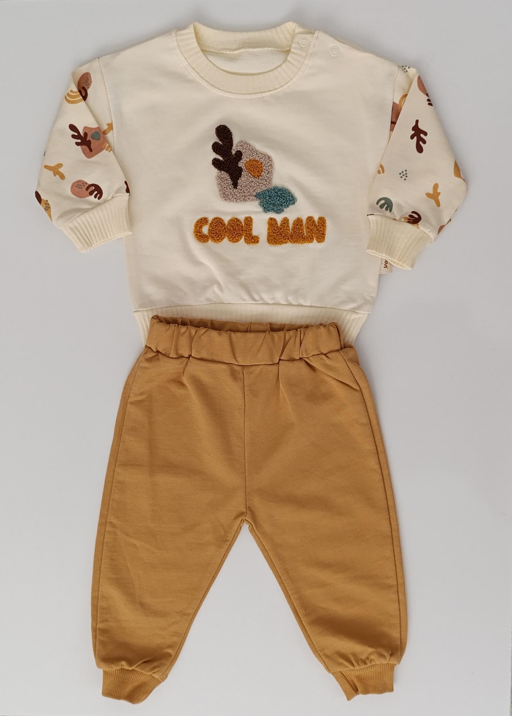 Erkek Bebek Alt Üst Takım %100 Pamuk – Baskılı Sweatshirt Pantolon