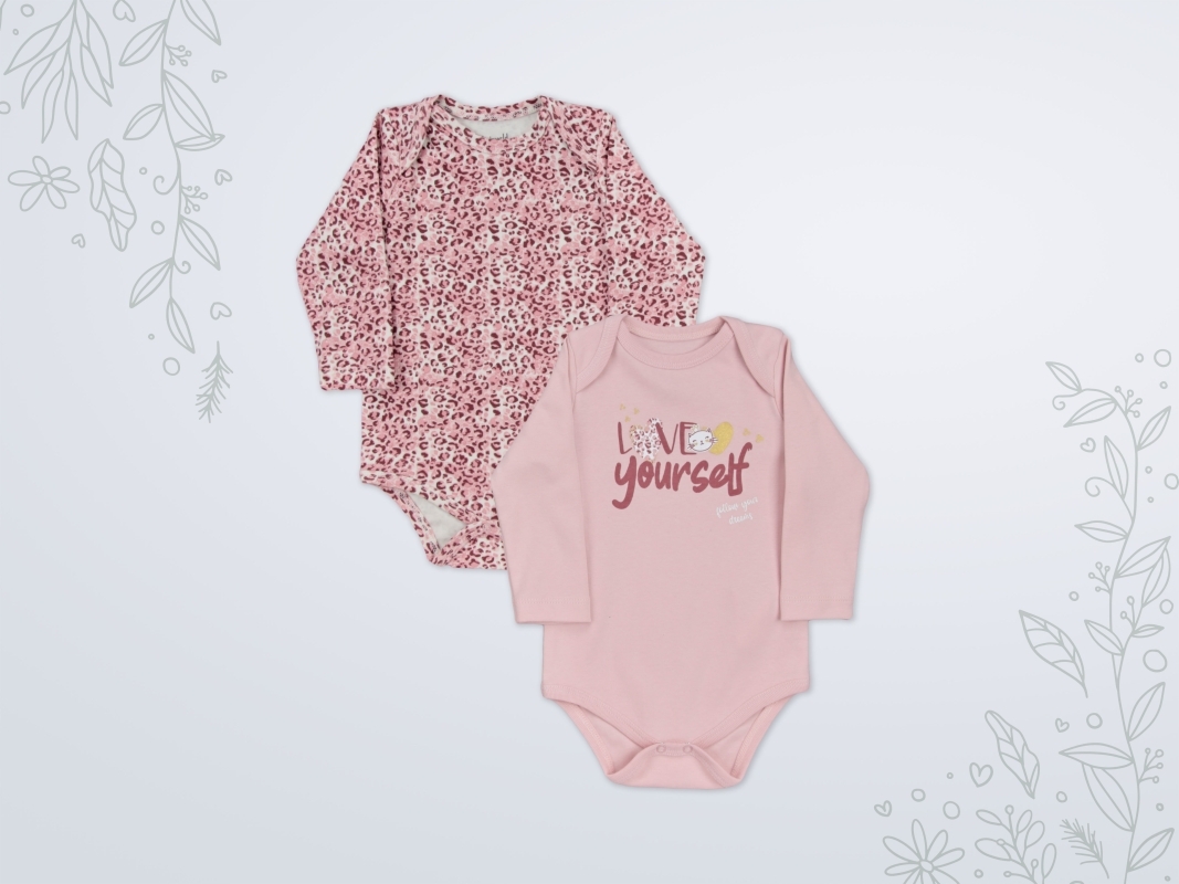 2'Lİ PEMBE RENK LEOPAR KEDİ DESEN KIZ BEBEK ZIBIN