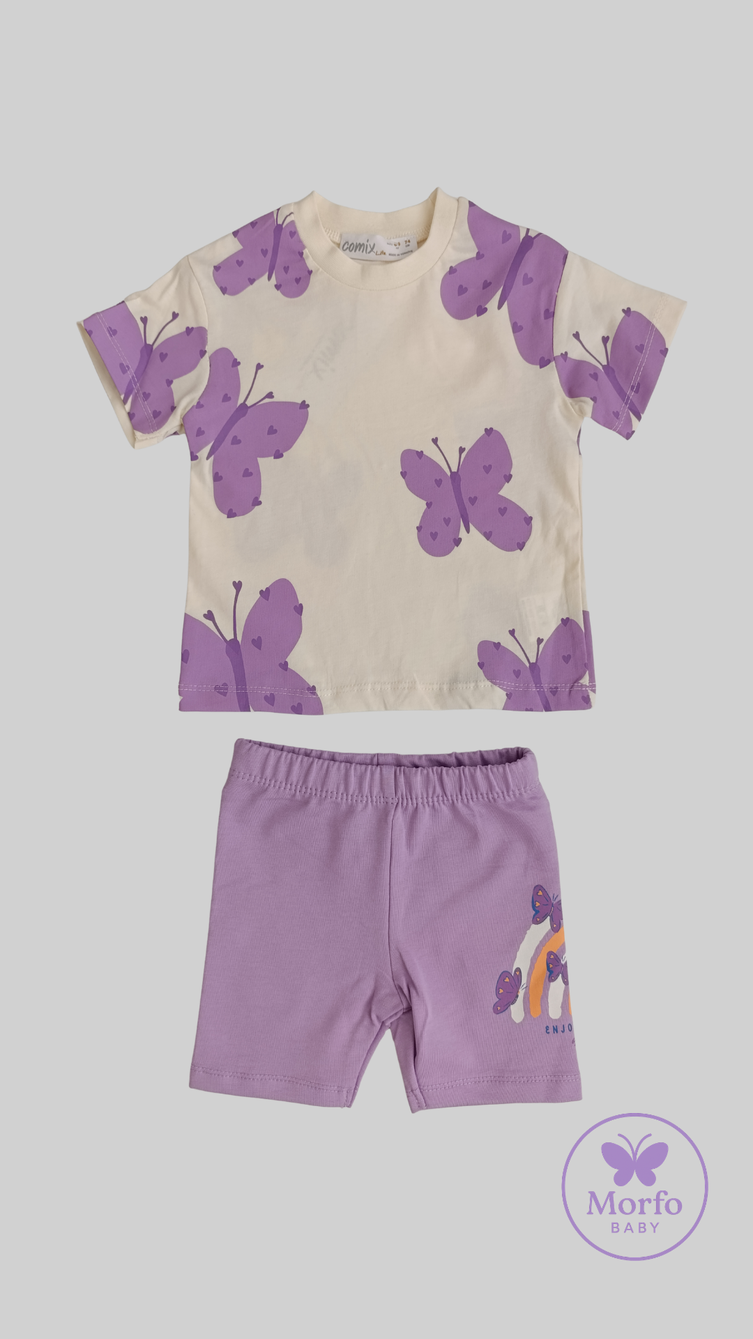 BUTTERFLY Mor Kelebekli Şortlu Takım