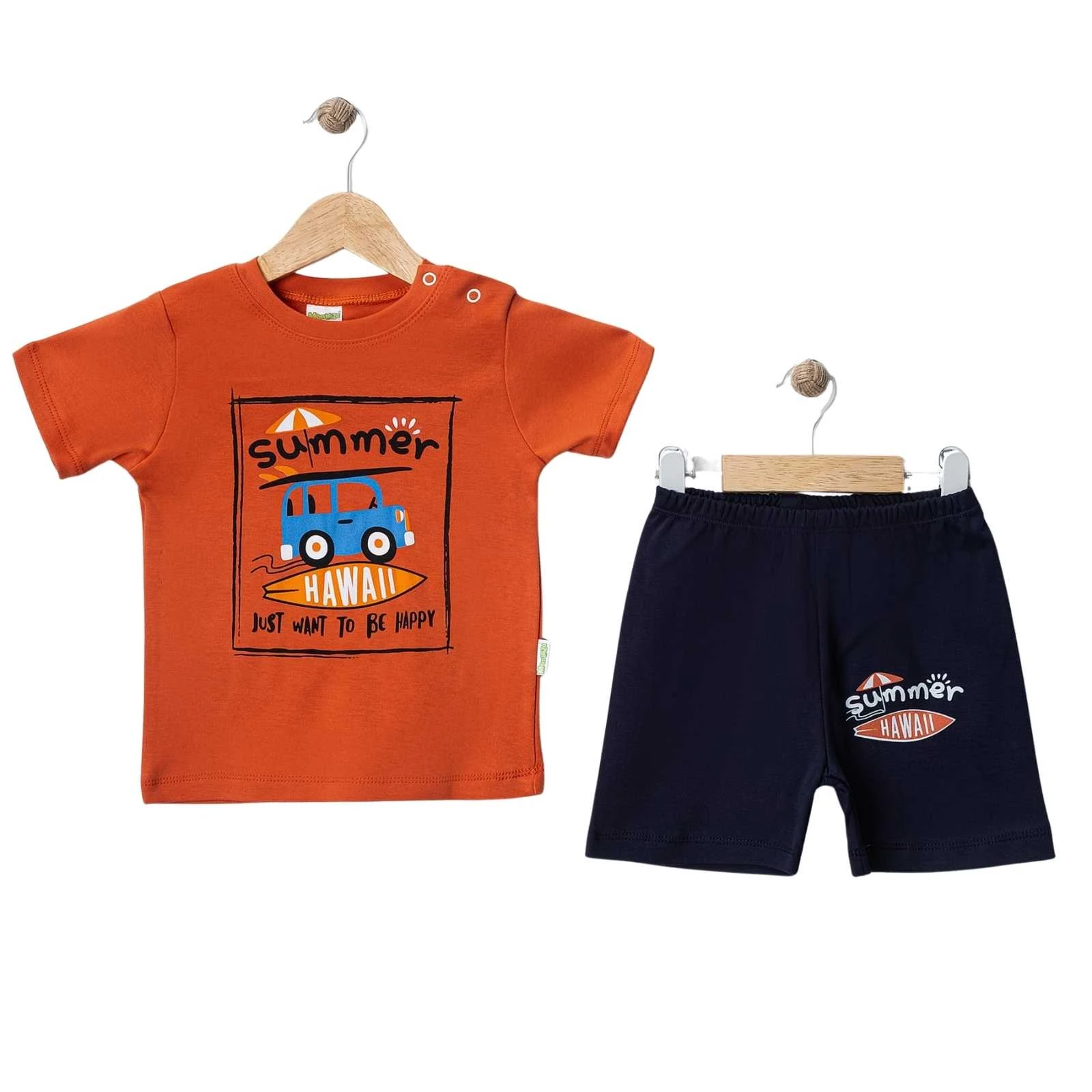 Summer Baskılı Turuncu Erkek Şortlu Takım 12-18 ay