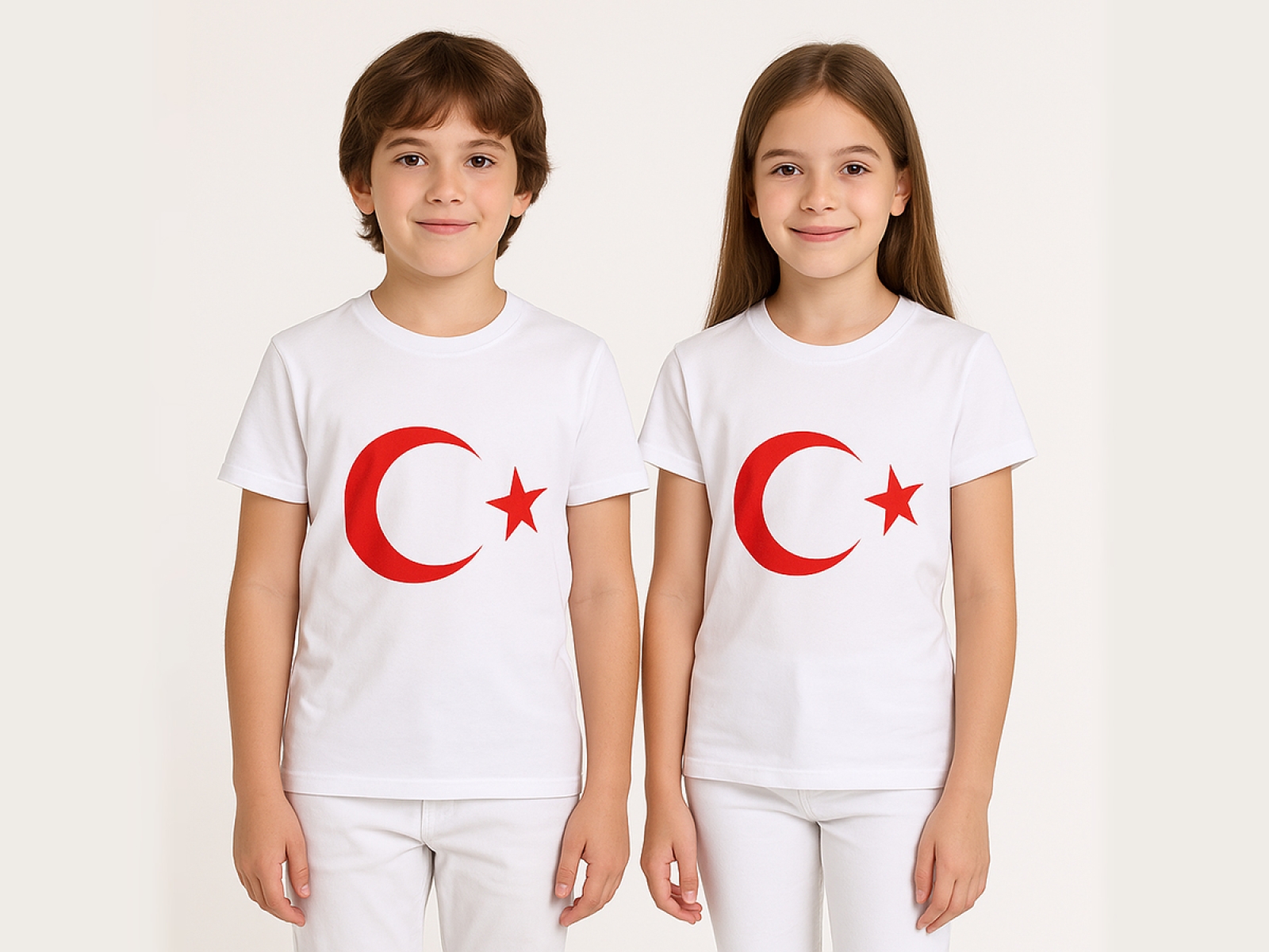 BAYRAK BASKILI KOMPAK PENYE BEYAZ T-SHİRT