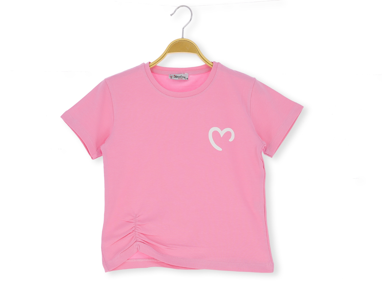 KALP BASKILI PEMBE KIZ TSHİRT