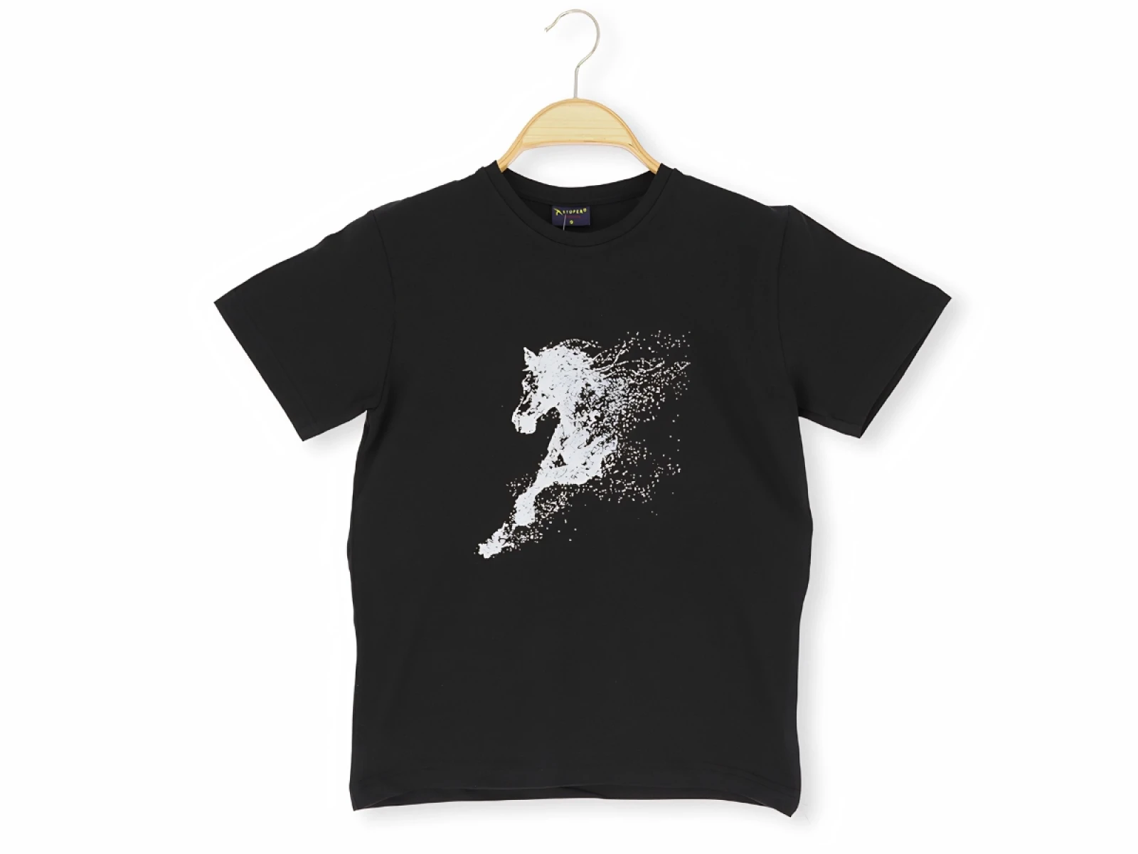 Stoper Erkek Çocuk At Baskılı Siyah Kısa Kollu T-shirt