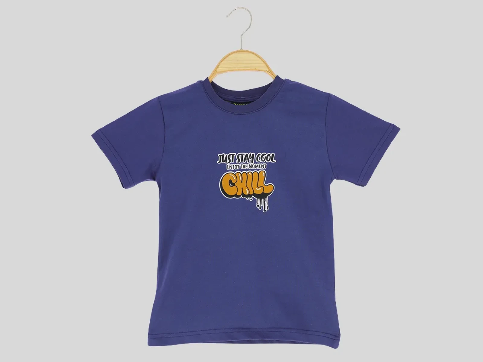 Stoper Erkek Çocuk Saks Mavi Just Stay Cool Baskılı Bisiklet Yaka T-shirt